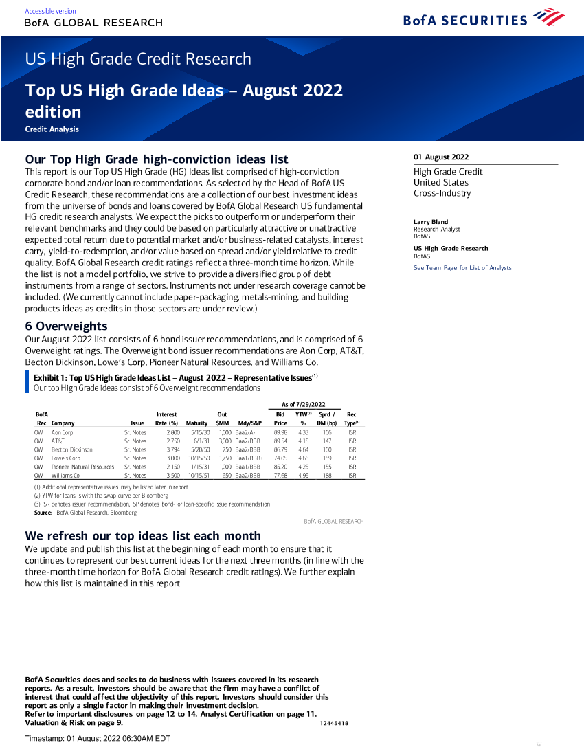 US High Grade Credit Research Top US High Grade IdeasUS High Grade Credit Research Top US High Grade Ideas_1.png